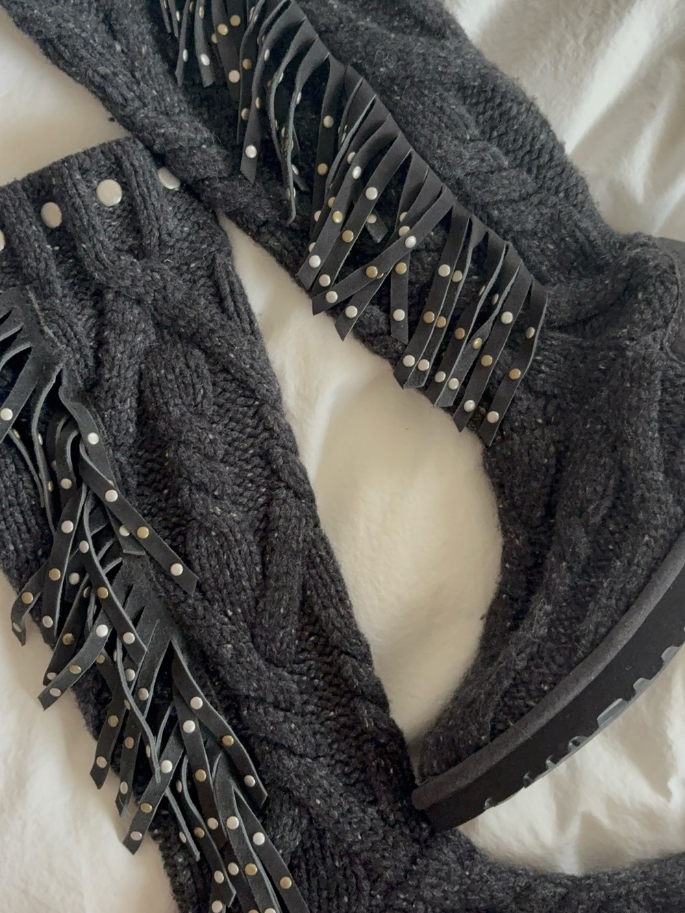 UGG x Jimmy Choo Cable Knit Studded Suede Boots - Picture 4 of 4